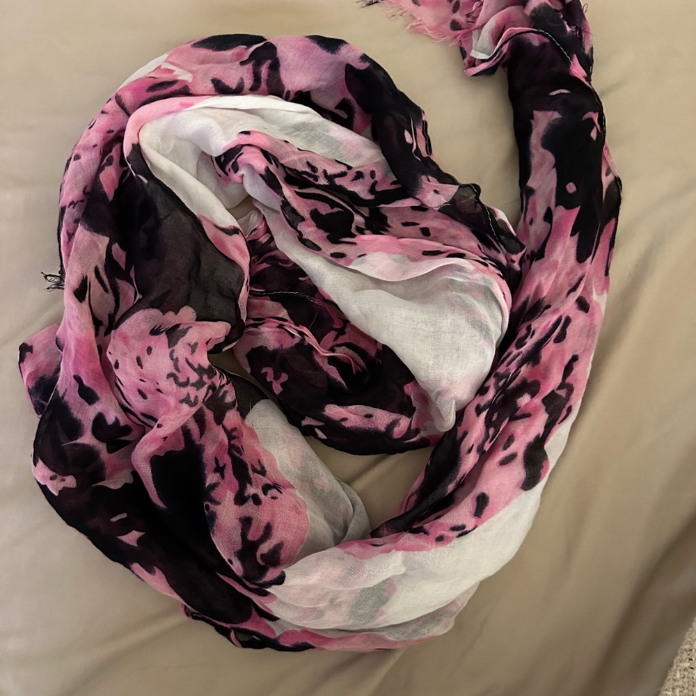 Pink and Black Flower Colored Scarf